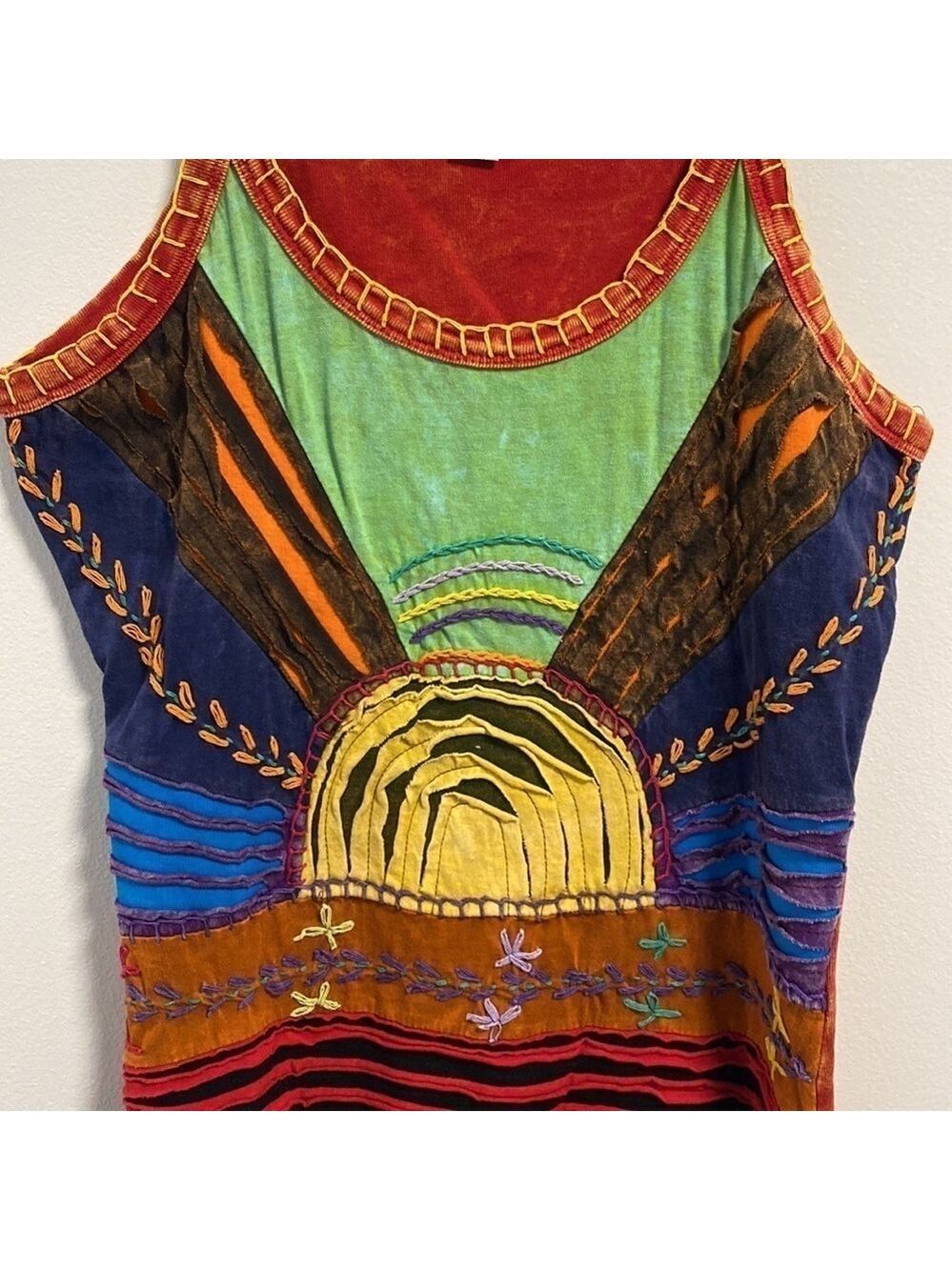 Nepal hippie rainbow textured tank top - Picture 2 of 4